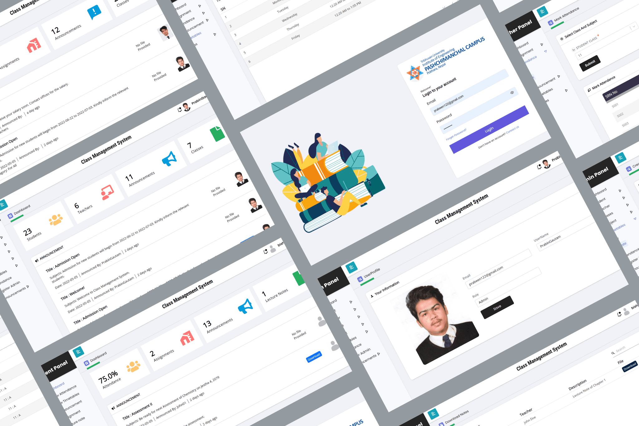 Class Management System preview - Built a React + Django-based web system with role-based dashboards for academic administration, teac
